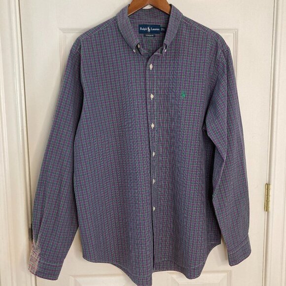 Ralph Lauren Purple Green Plaid Classic Fit Long Sleeve Button Down Shirt XL - Picture 1 of 6